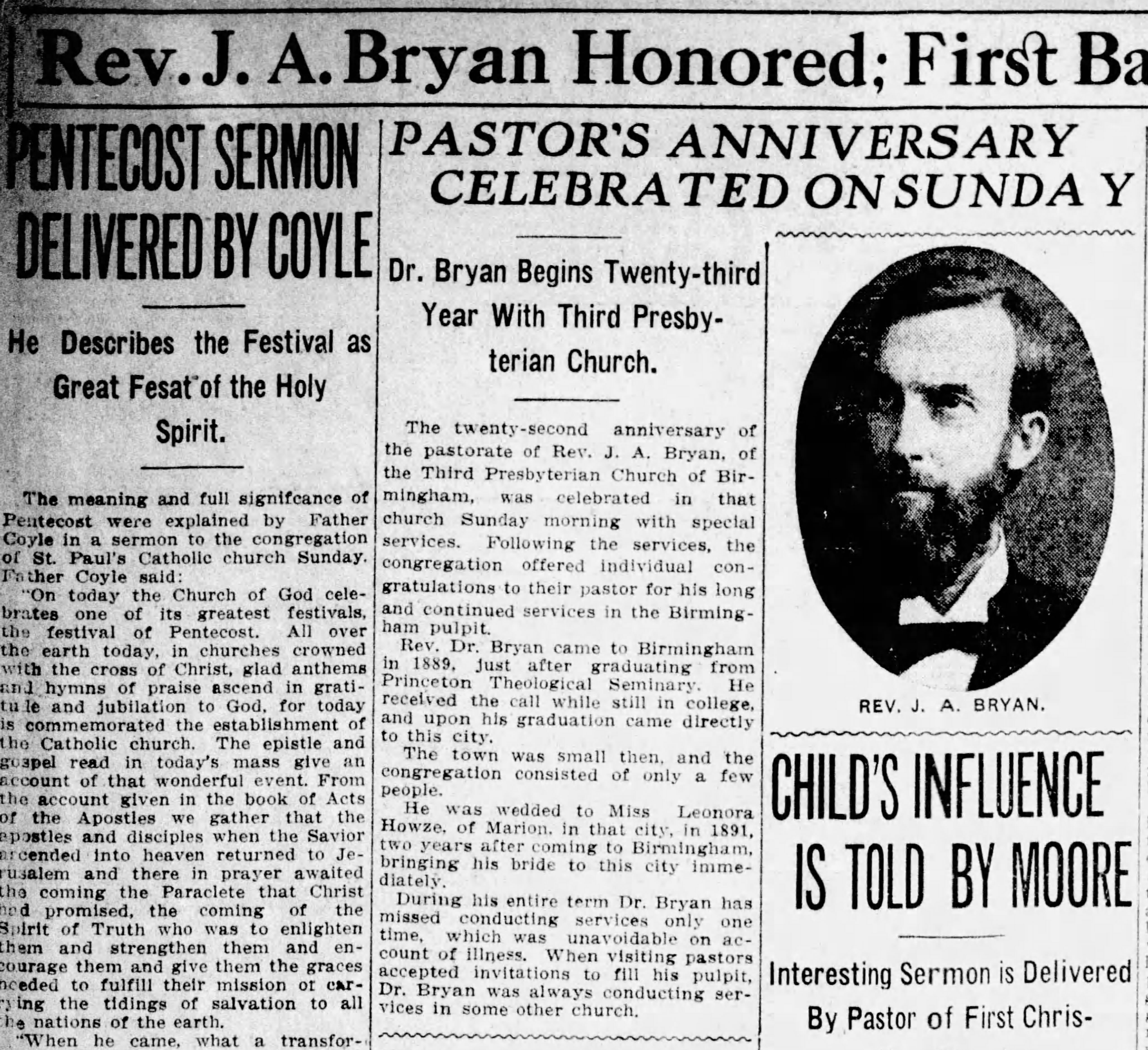 Pastor's Anniversary Celebrated on Sunday